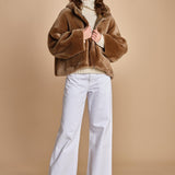 022 montone zip con cappuccio 24022-300 MASTICE milaura 