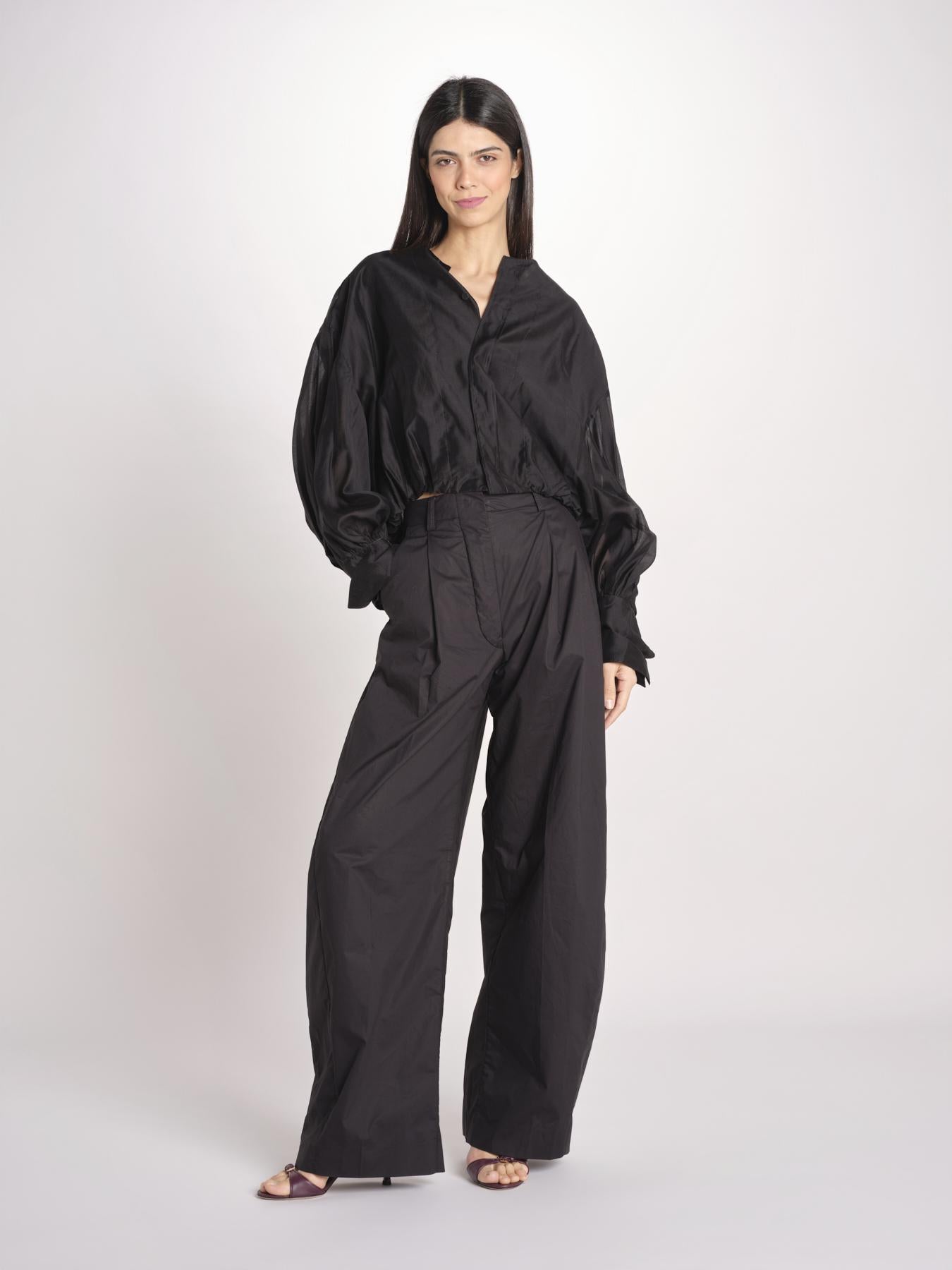 camicia in mussola con manica a sbuffo DIANA 4007 T0161 BLACK T0002 the latest 