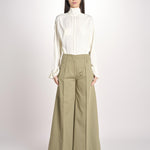 pantalone largo con nervature ORIANA 540 54 19 VERDE quelledue 
