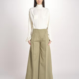 pantalone largo con nervature ORIANA 540 54 19 VERDE quelledue 