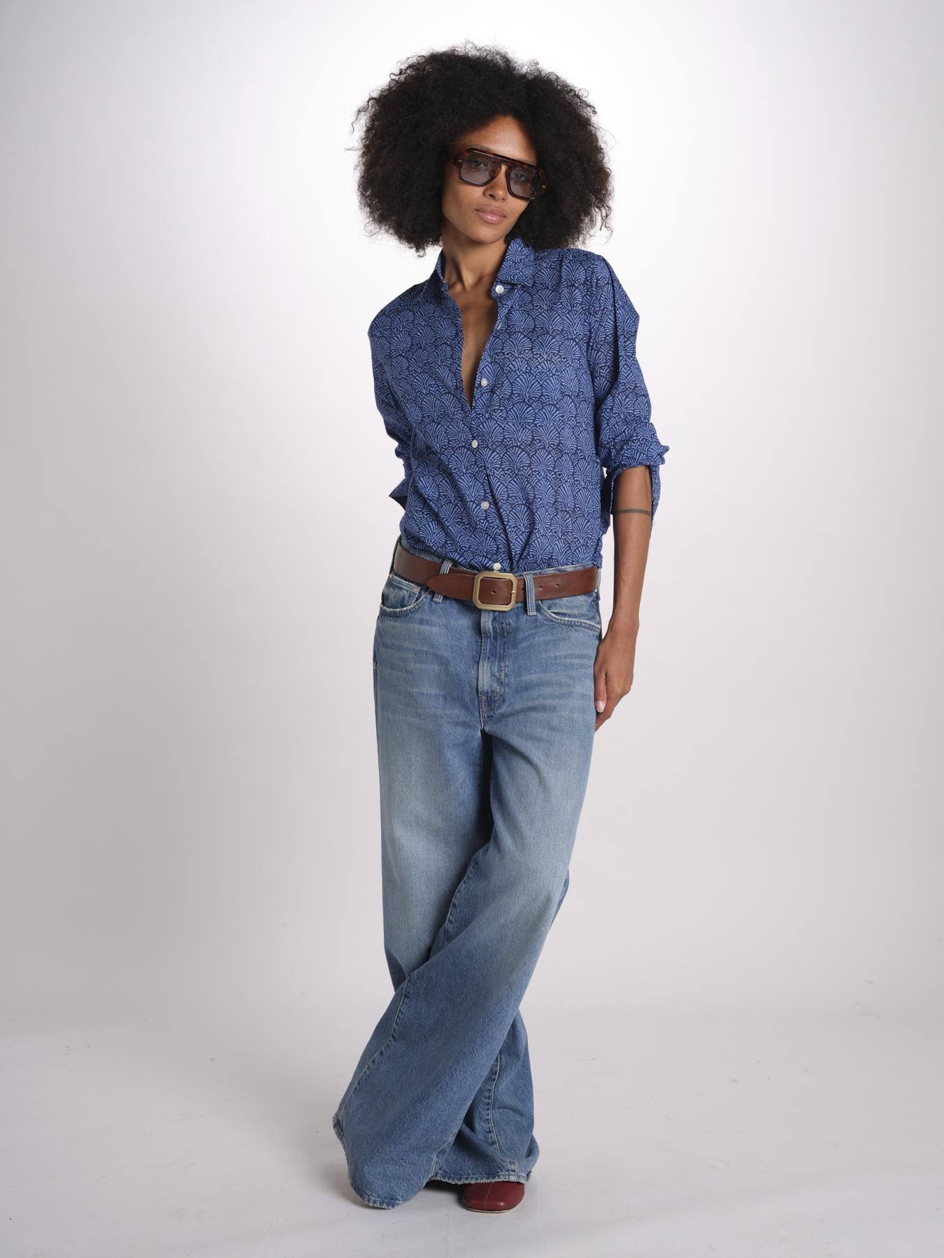 camicia KIPRO-502Y BLEU terre rouge 