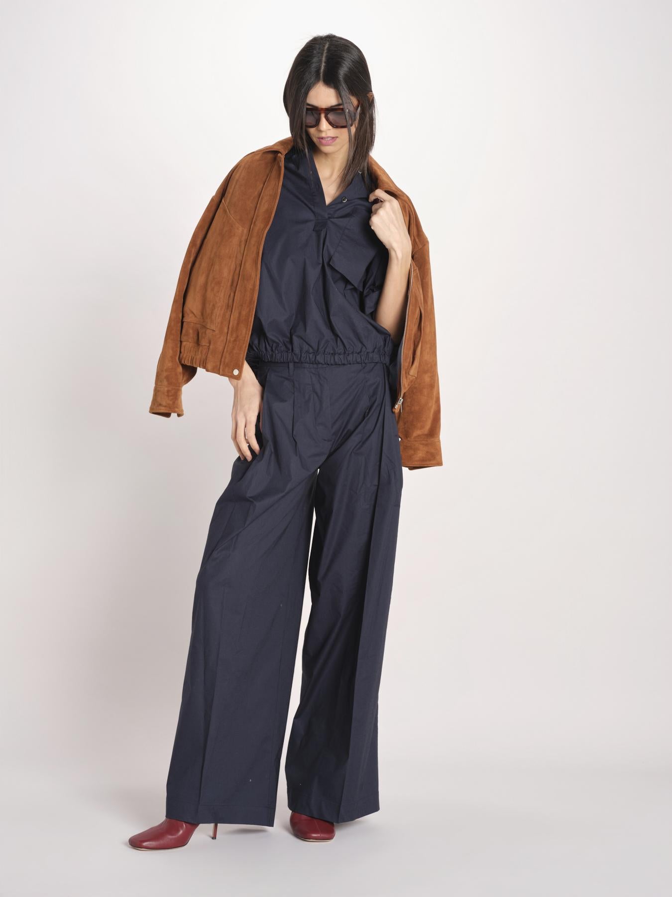 pantalone in cotone con pines PETRA PE99 NAVY nine in the morning 