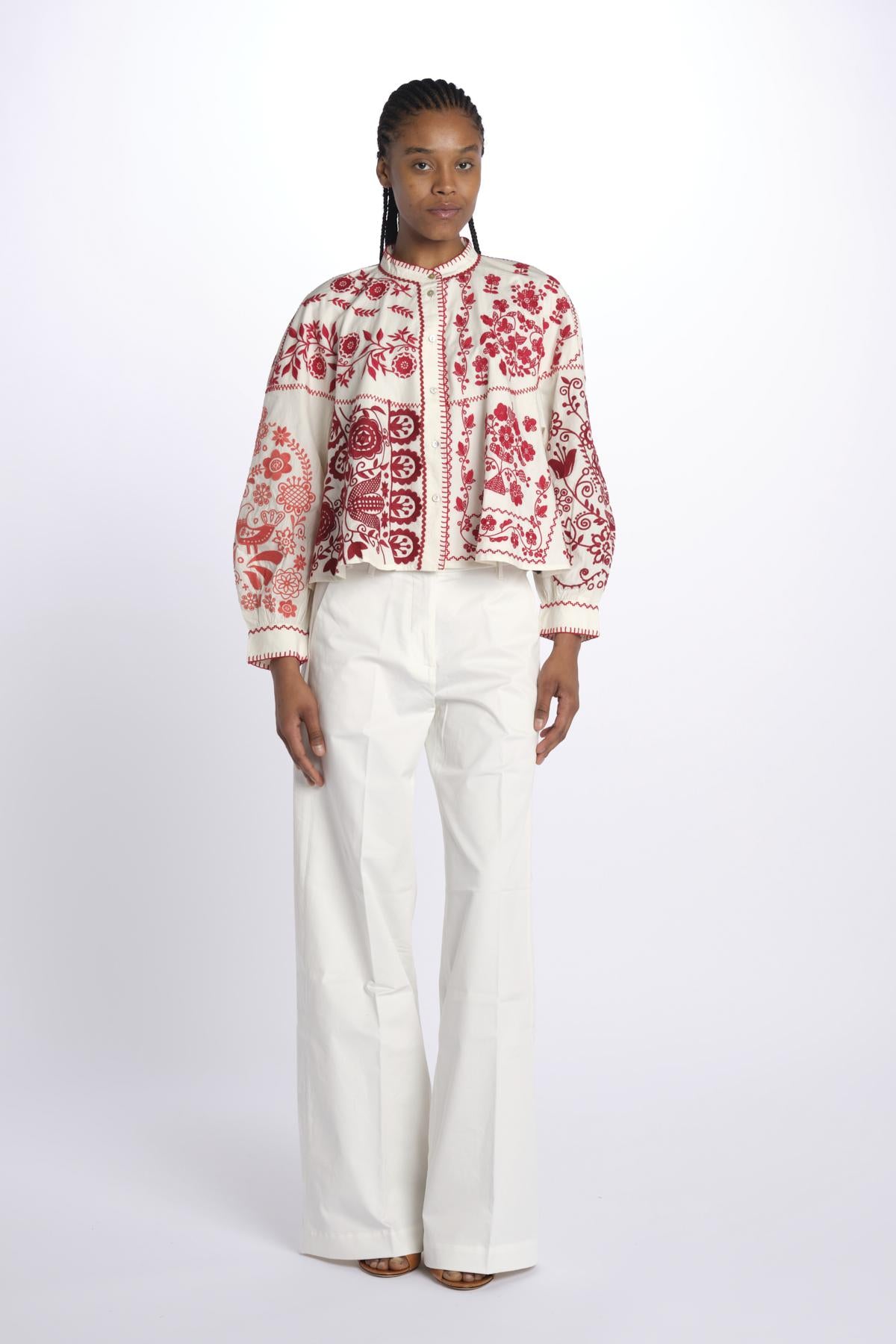 Giacca/camicia MAMIE ricamata MAMIE1BBL RED antik batik 