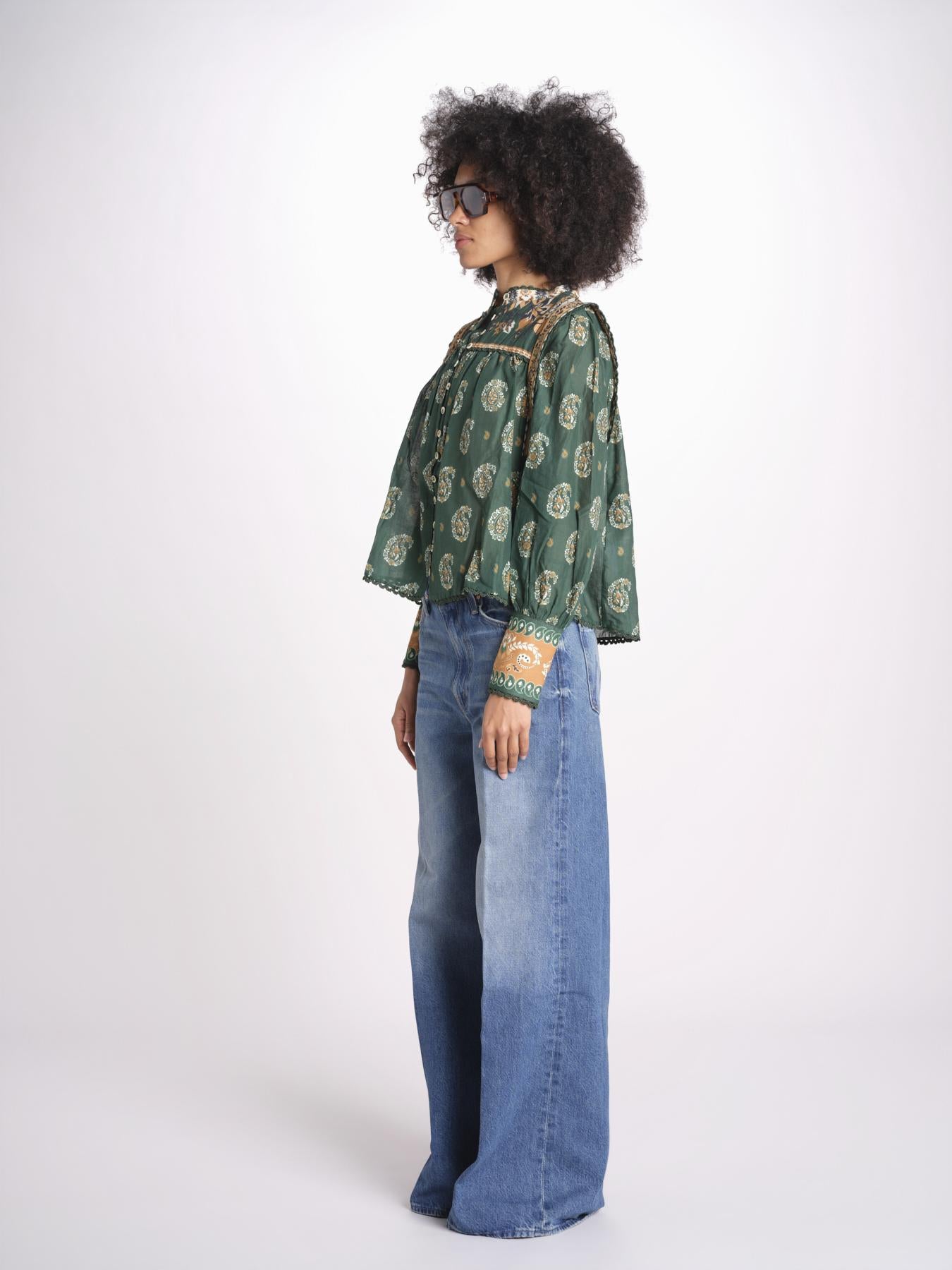 camicia m/l stampa paisley 351137 AYLA GREEN 26009 farm rio 