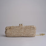 clutch lunga in paglia CORA CROCHET W04 SABBIA via mail bag 