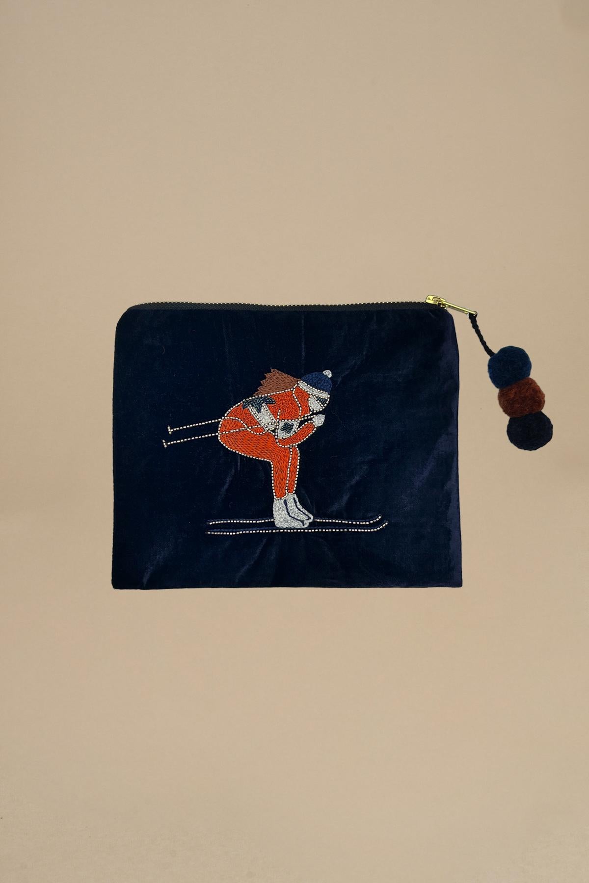 bustina con  sciatore arancio CP0806 NAVY ORANGE milaura 