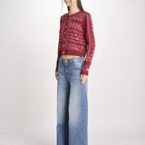 Cardigan con ricamo punto croce 076 BURGUNDY sea ny 