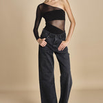 body monospalla in jersey e tulle SEX AND THE CITY BLACK undress code 