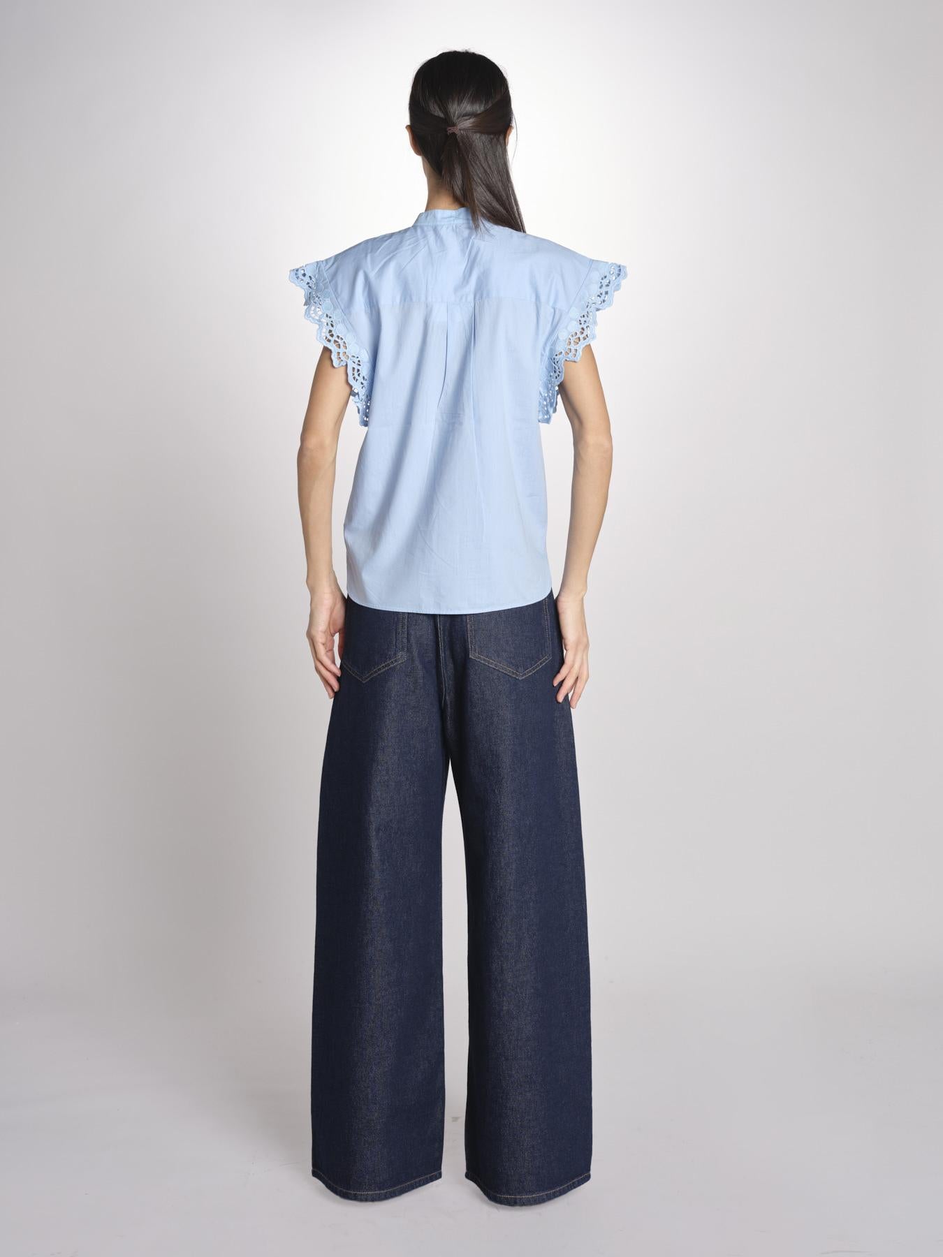 Camicia intarsio maniche alette GIFTY 6EVA04-V09857 AZUR vanessa bruno 