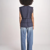 top in voille con pizzo THE SONNET TOP T1473435L NAVY the GREAT 
