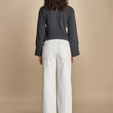 pantalone a zampa con taschine FAUVE WX WHITE fam 