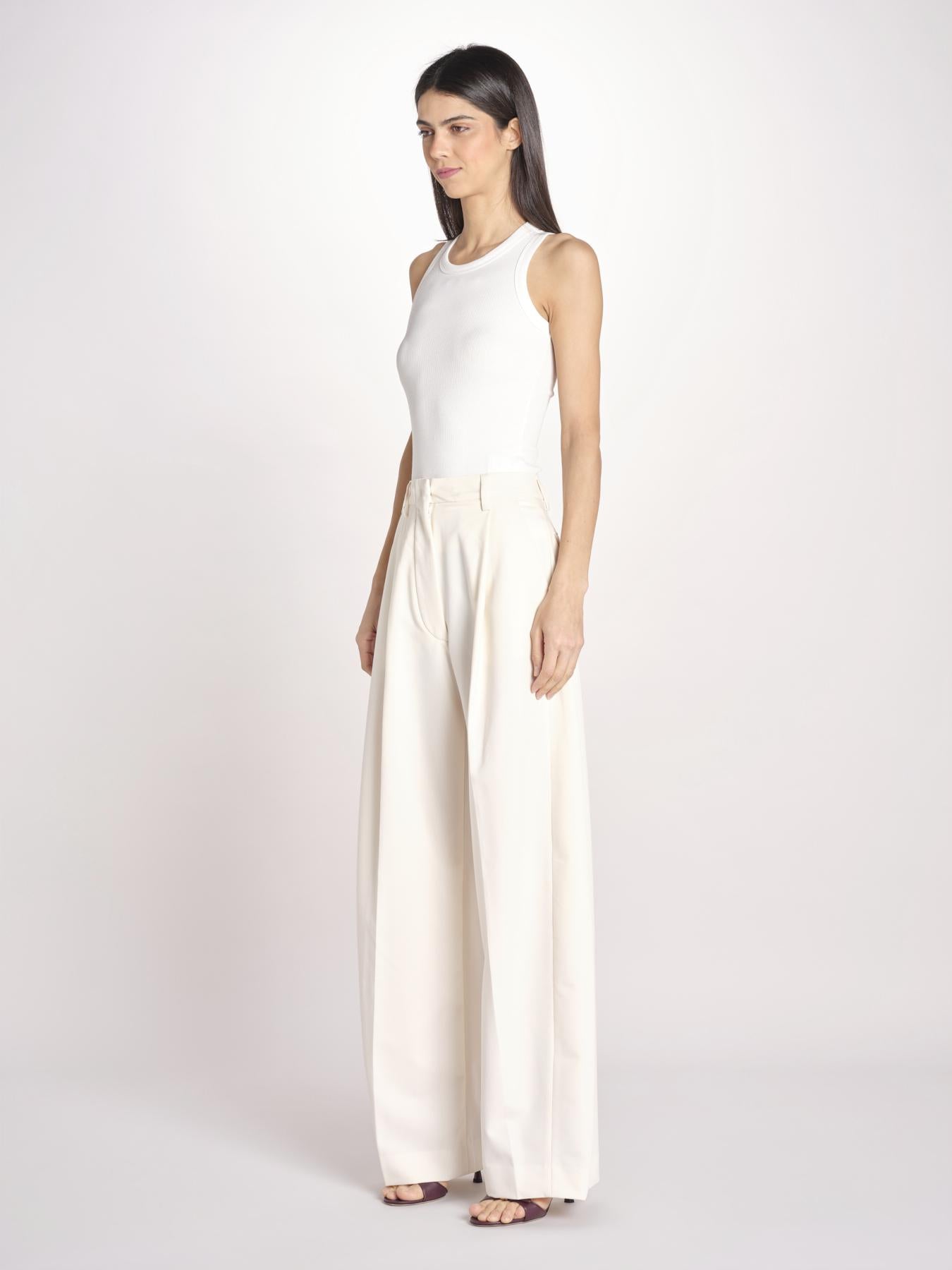 pantalone over con pinces BILLIE 3111 T0162 MILK T0416 the latest 