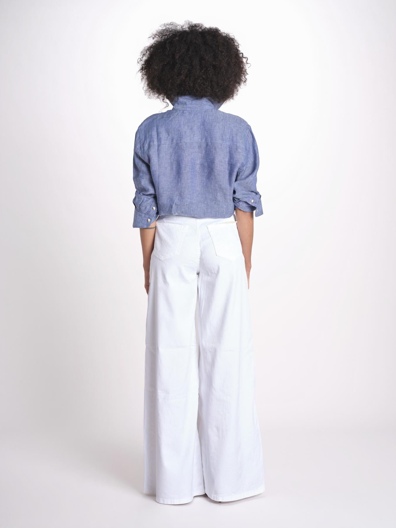 pantalone 4 tasche in misto lino SERENA XML01 001 BIANCO ps don't forget me 