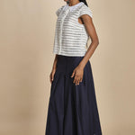 G041 camicia maniche corte con rouches e smerli G04152011102 BIANCO n21 