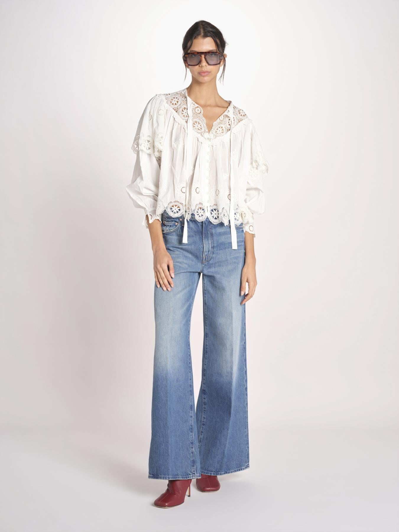 camicia a maniche lunghe in pizzo SOFIA 044 CREAM sea ny 