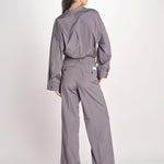 pantalone dritto con elastico in popeline ASTRID STRO07 IRON nine in the morning 