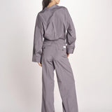 pantalone dritto con elastico in popeline ASTRID STRO07 IRON nine in the morning 