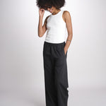 pantalone diritto con elastico in vita PENSIL BLACK BL true avenue 