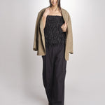 pantalone con pinces in popeline B043-0187-9000 NERO n21 