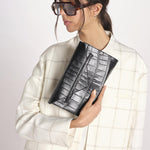 clutch in coccodrillo CLUTCH NERO milaura 
