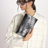 clutch in coccodrillo CLUTCH NERO milaura 