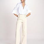 pantalone marinaio con bottoni oro MARINE COMFRTIBULL NATURAL true avenue 