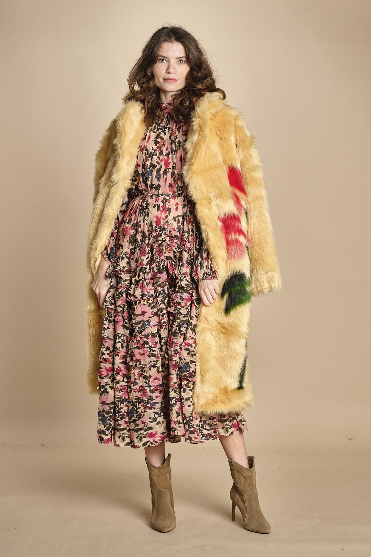 abito lungo con stampa a fiori BLURRY TINY 340025 PINK farm rio 