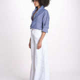pantalone 4 tasche in misto lino SERENA XML01 001 BIANCO ps don't forget me 