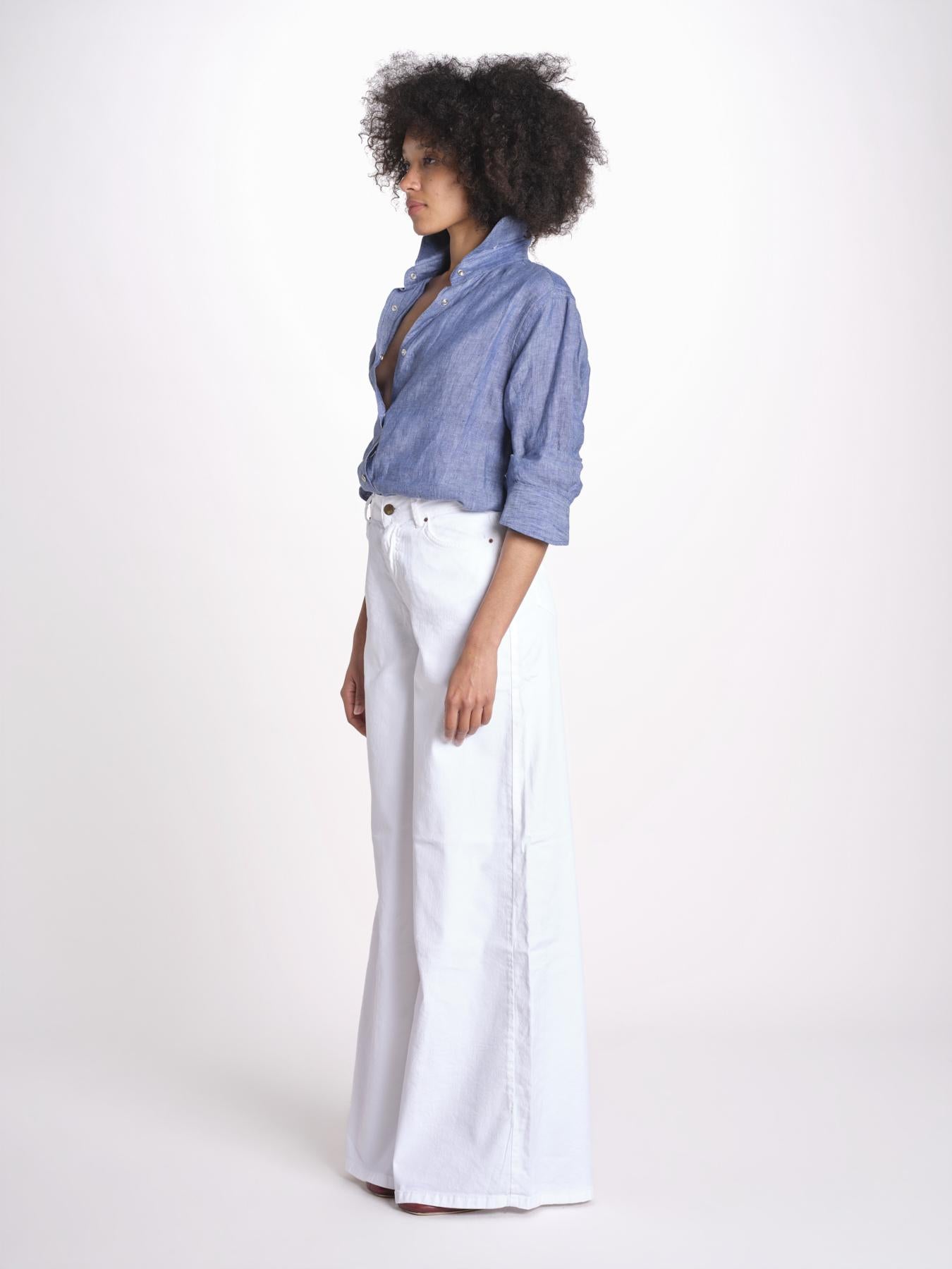 pantalone 4 tasche in misto lino SERENA XML01 001 BIANCO ps don't forget me 