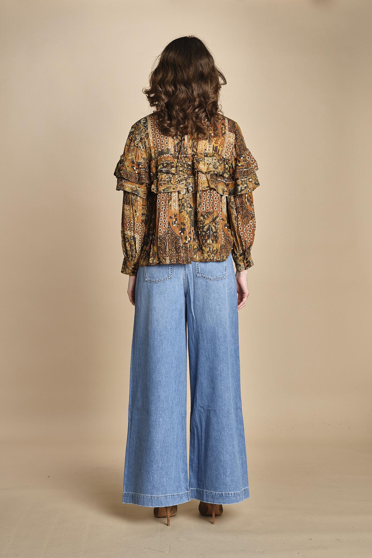 camicia stampa etno lurex PIXIE OCRE ba&sh 