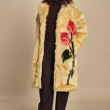 ecopelliccia con fiore FLOWER FUR 340268 CREAM farm rio 