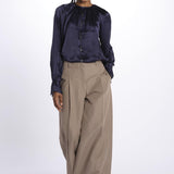 Camicia manica sbuffo CUTWORK BE24499 NAVY milaura 