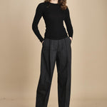girocollo a costine manica luna in lana merino LAU30 E14035 NERO milaura 