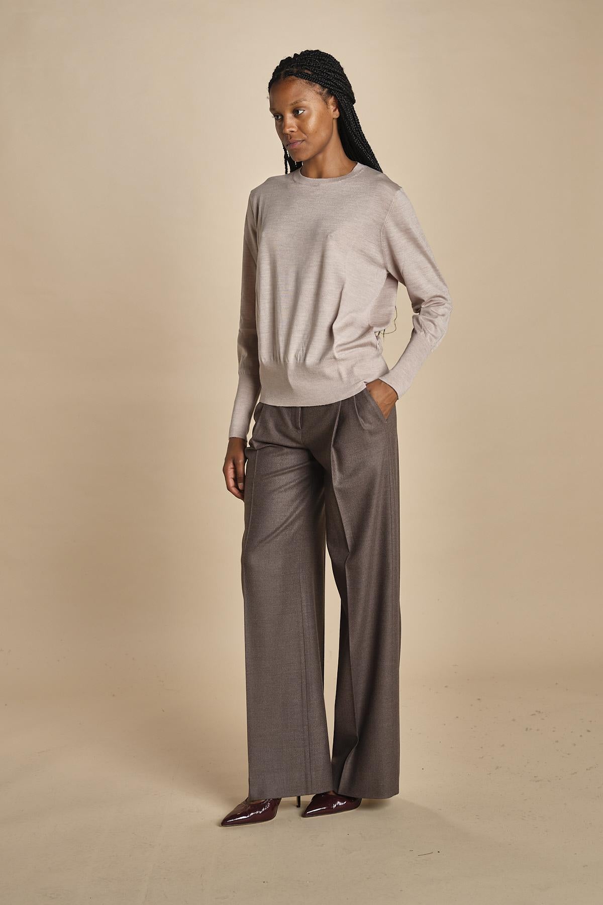 girocollo over in lana merinos MIL LAU5BIS E20179 BEIGE milaura 