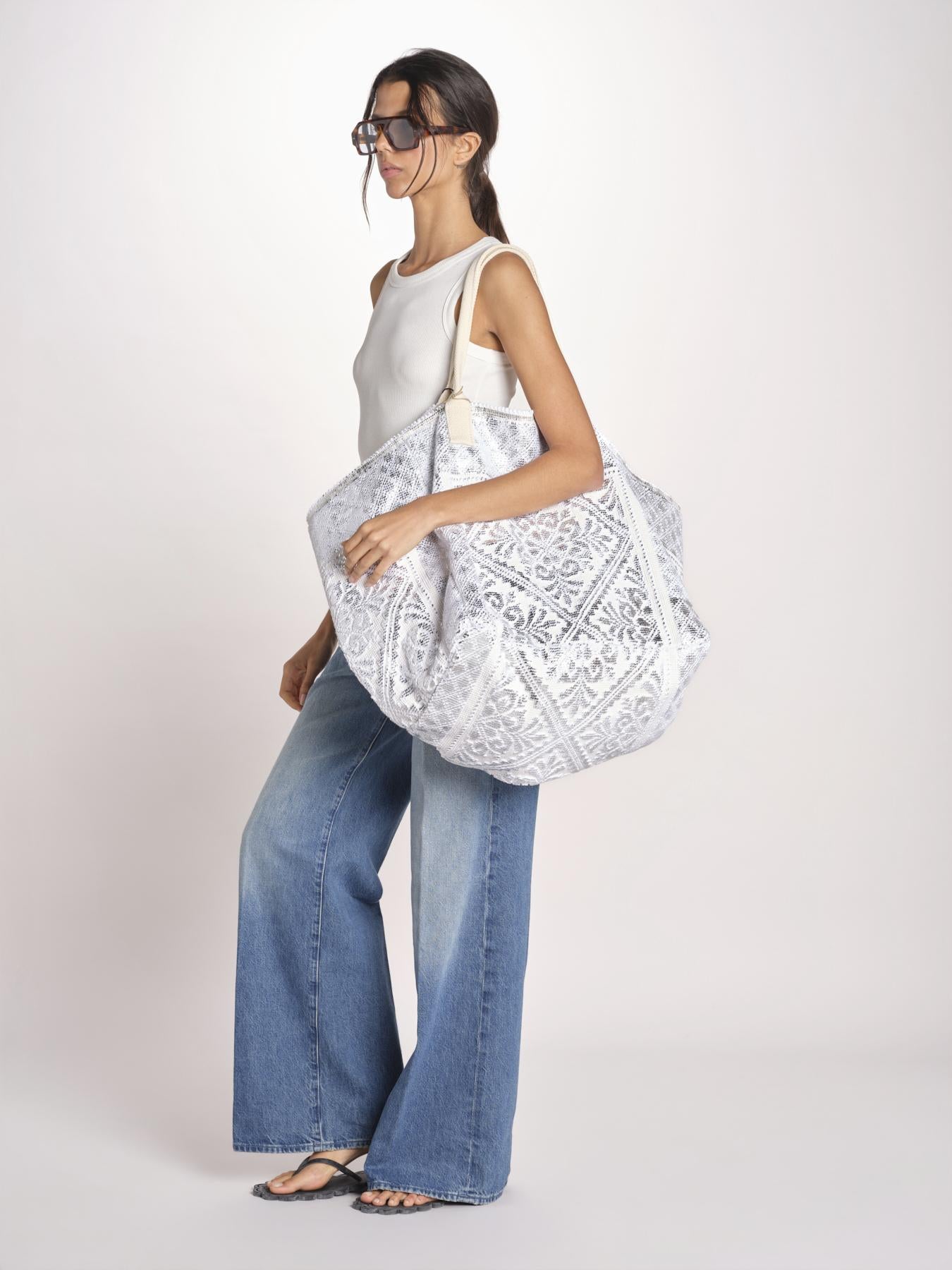 borsa grande SHQ-26E18 213 WHITE SILVER le daf 