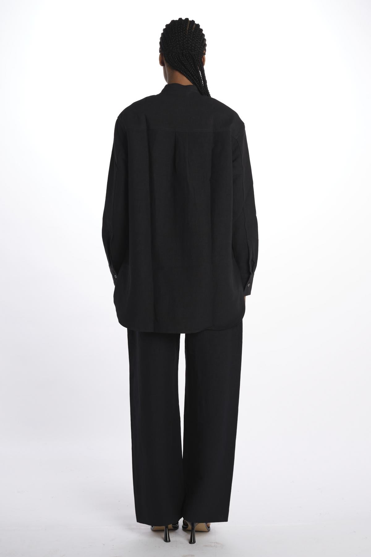 Camicia collo guru con apertura davanti BEAM1600 DARKEST NAVY studio nicholson 