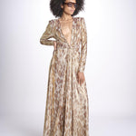 abito lungo con manica lunga PRINTED MARTINI E02263022 GOLD ANIMAL ramy brook 