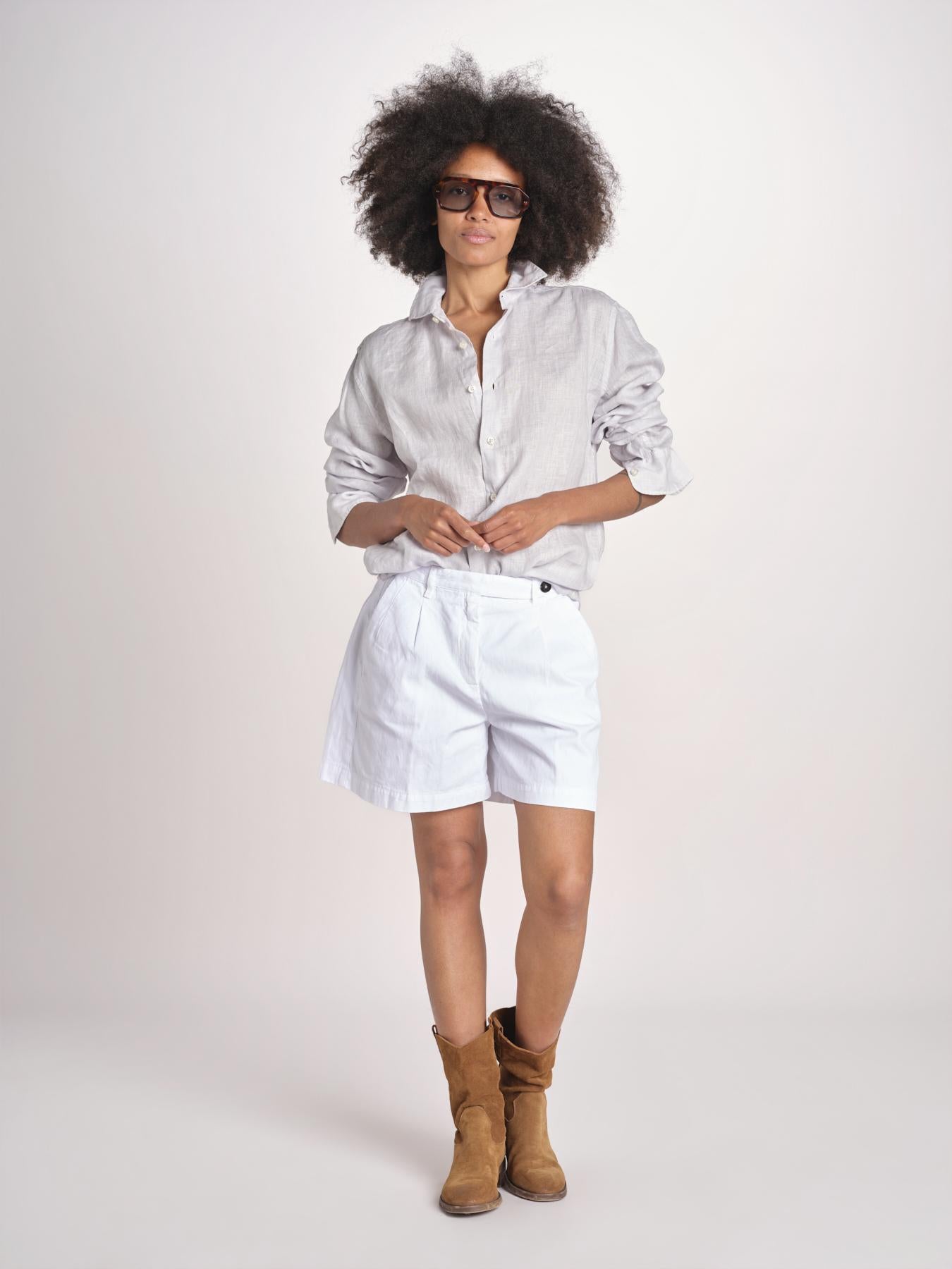 Camicia maschile in lino M012 1017 PERLA milaura 