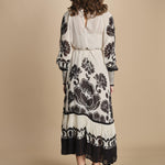 abito lungo con stampa a fiori FLORA ARABESQUE 339998 CREAM farm rio 