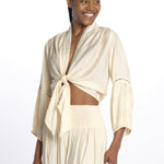MARIA top con nodo e maniche lunghe MARIA SAND laraethnics 