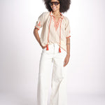 camicia con ricamo uncinetto TALIA 748398 BEIGE ORANGE mabe 