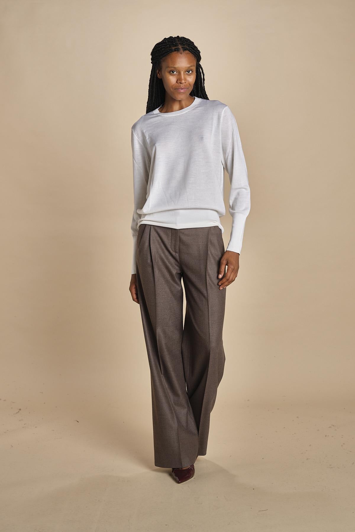 girocollo over in lana merino MIL LAU5BIS E14031 BIANCO milaura 