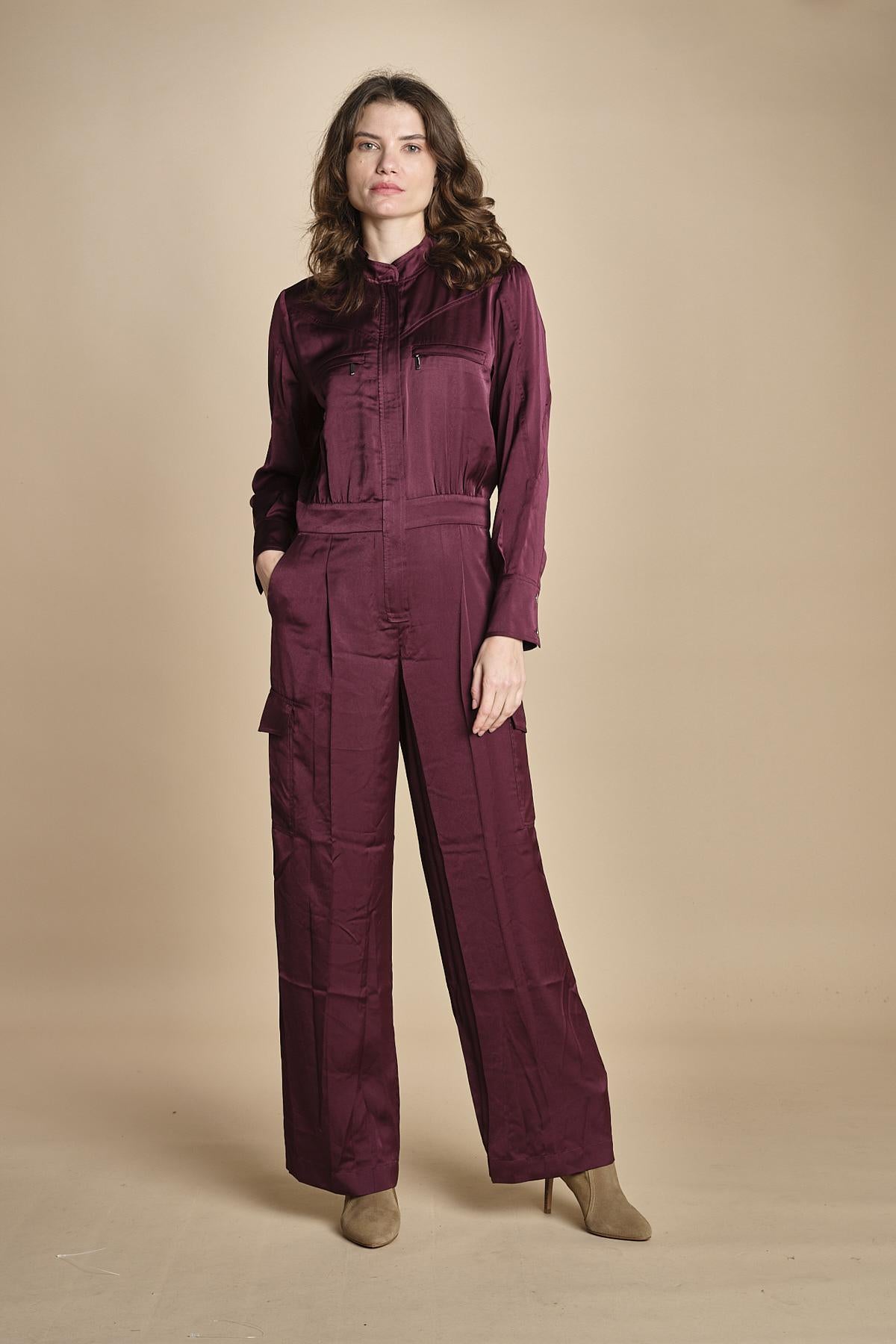 tuta in raso con zip CARMY PRUNE ba&sh 