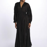 IBIZA maxi abito con scollo e maniche lunghe IBIZA NOIR laraethnics 