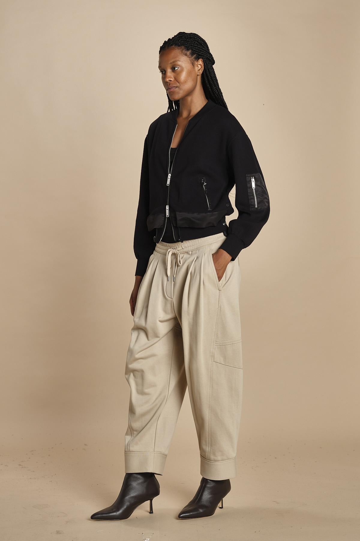 pantalone in felpa con pinces CURVED WIDE LEG 51321UFT CO310 CONCRETE phillip lim 
