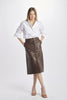 long leather skirt with buttons