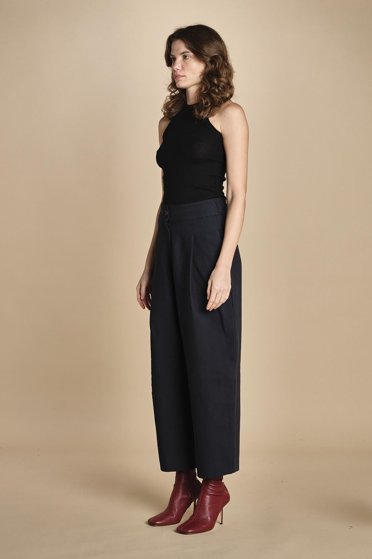 pantalone in cotone double FELLINI SNW DARKEST NAVY studio nicholson 