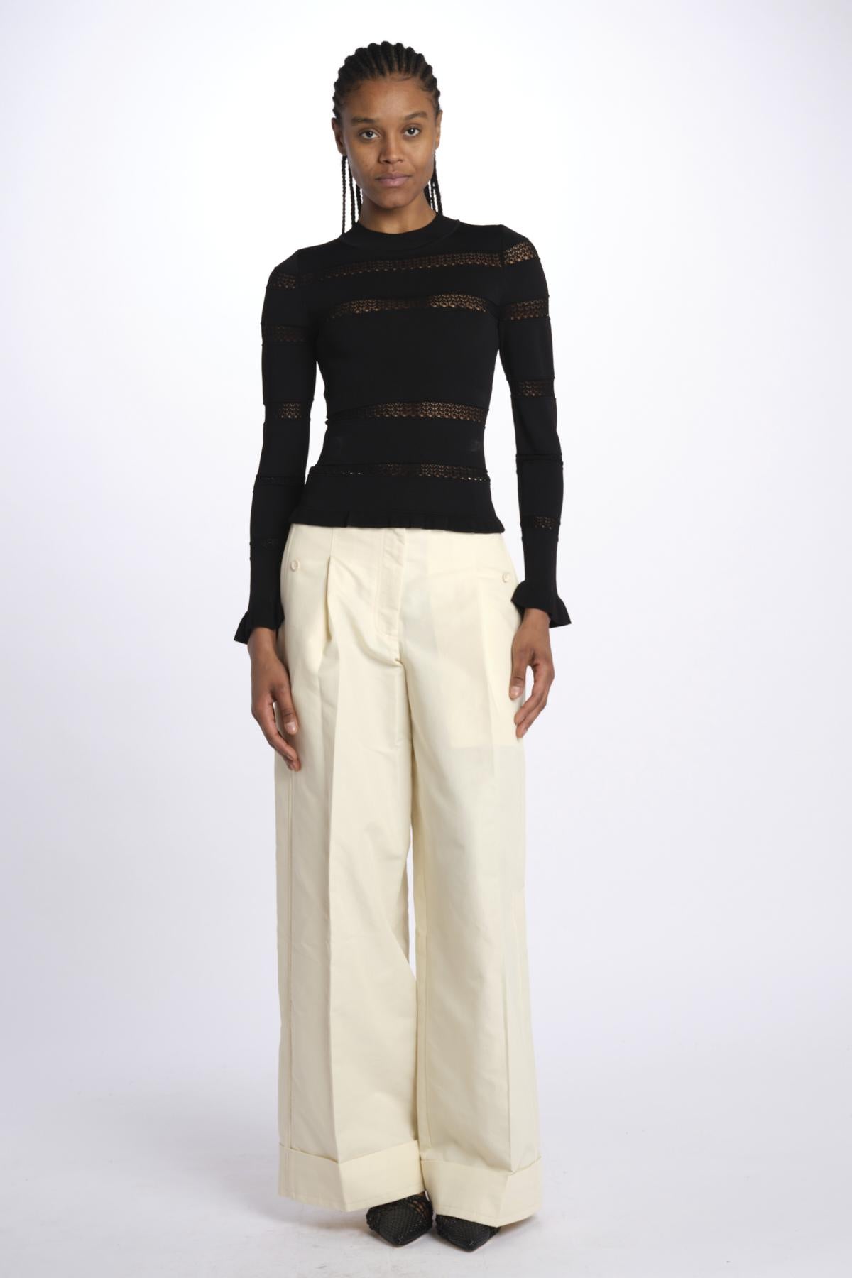 Maglia DEVON m/l inserto pizzo 020 BLACK sea ny 
