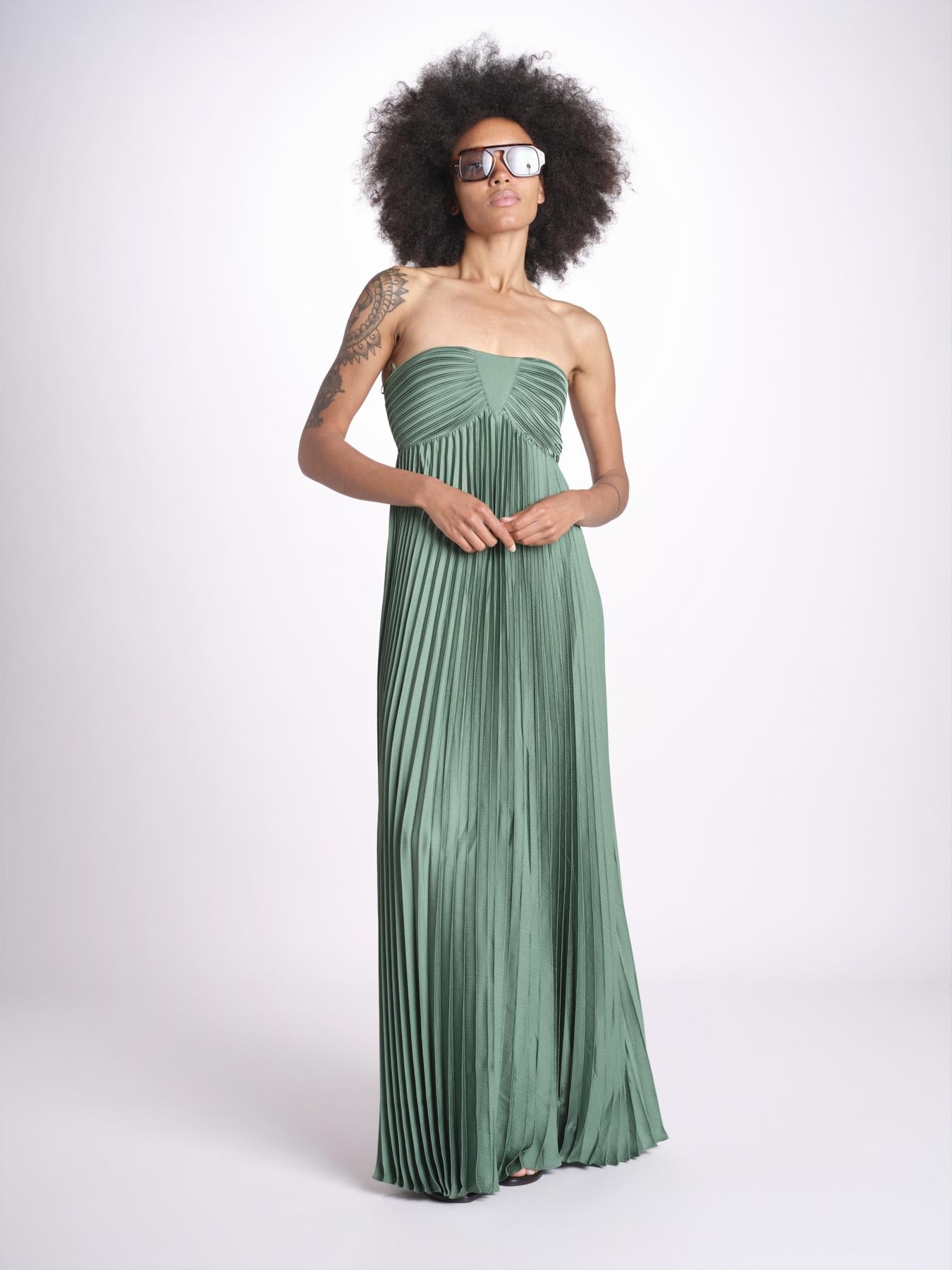 abito lungo plisse WILLOW VERT ba&sh 