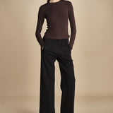 pantalone con elastico in punto milano PENSIL BLACK true avenue 